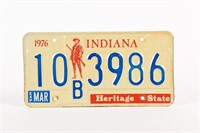 1976 INDIANA  HERITAGE STATE SINGLE LICENSE PLATE