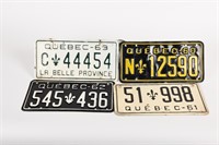 GROUPING 4 1960'S QUEBEC S/S ALUM. LICENSE PLATES