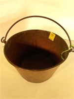 Brass Pail, 13" Dia, 8" Deep Antique brass pail