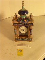Vintage Cloisonné Mantle Clock 12" Tall, 5 3/4"