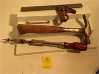 Hammer, Tri-Square, Wrench, Craftsman Drill