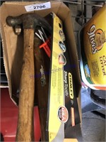 Hammers, hand saw, sharpener