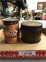 Sunoco DX motor oil quart can, En-Ar-Co cup grease