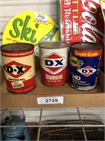 DX quart oil cans, set of 3