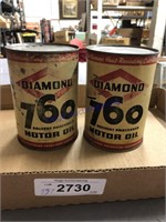 Diamond 760 motor oil quart cans, set of 2