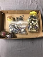 Buttons, polished rocks, paperweights, jacks