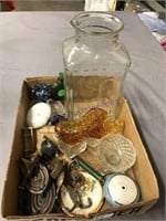 Glass shoe, water bottle, assorted miniatures