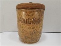 Spongeware Sugar Jar w/ Wood Lid