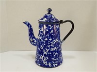 8" Cobalt Blue & White Granite Tea Pot