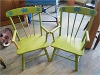 Pair of Green Child's Chairs