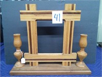 Inlaid Wood Shrine with Candle Holders