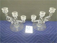 Vtg Glass Candle Holders