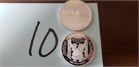 (2) .999 ONE OUNCE FINE SILVER ROUNDS