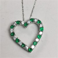 Sterling Silver Simulated Emerald Necklace