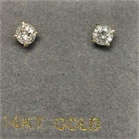 14K Yellow Gold 2 Diamond Earrings