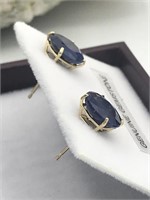 14K Yellow Gold Sapphire Earrings - 4.5ct