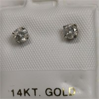 14K White Gold 2 Diamond Earrings