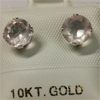 10K Yellow Gold Rose Quartz Earrings