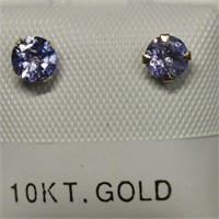 10K Yellow Gold Tanzanite & Pearl 2/1 Earrings