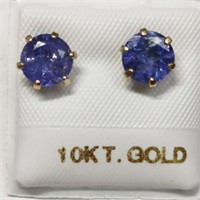 10K Yellow Gold Tanzanite Earrings - 3ct
