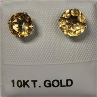 10K White Gold Citrine Earrings - 1.3ct