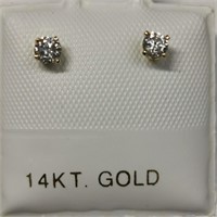 14K Yellow Gold 2 Diamond Earrings