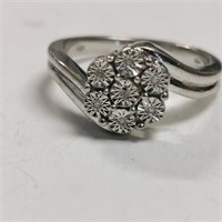 Sterling Silver 7 Diamond Ring