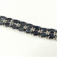 Sterling Silver Black Sapphire Bracelet - 21.9ct