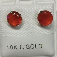 10K White Gold Carnelion Earrings