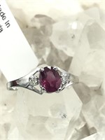 10K White Gold Ruby & Diamond Ring