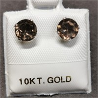 10K White Gold Smokey Quartz Earrings