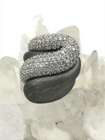 Sterling Silver Textured Stone Ring