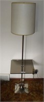 MID-CENTURY FLOOR LAMP WITH SMOKE GLASS TABLE
