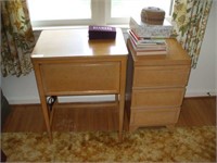 KENMORE SEWING TABLE AND 3-DRAWER END TABLE