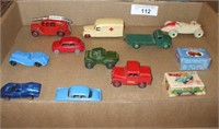 VINTAGE METAL TRUCKS AND 1 RUBBER RACE CAR