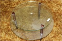 ROUND 2-TIER GLASS COFFEE TABLE