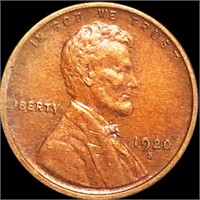1920-S Lincoln Wheat Penny NEARLY UNC