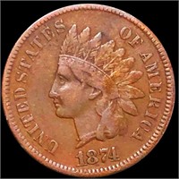 1874 Indian Head Penny ABOUT UNCIRCULATED