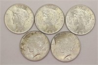 (5) 1923-P Peace Silver Dollar - MS60