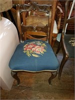 BEAUTIFULLY CARVED NEEDLE POINT CHAIR