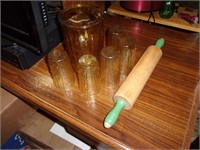 Pitcher set and green handle rolling pin
