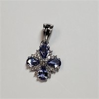 Rhodium Plated St.Silver Tanzanite(1.6ct) Pendant