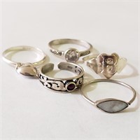 $160 Silver Lot Of 5 Ring