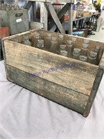 Wood pop crate w/ asst. bottles