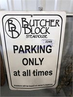 Butcher Block Parking Only tin sign, 12x18
