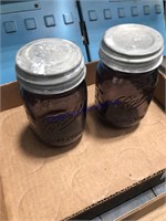 pair of purple pint jars with zinc lids