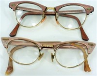 2 Pairs of Vintage Cat Eye Glasses - Artcraft &