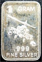 Silver Bar: "Helicopter"; 1 gram; .999 Fine