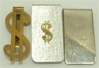 3 Money Clips - One with Possible Small Diamond