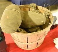 (7) Vintage canvas feeder bag decoys in bushel